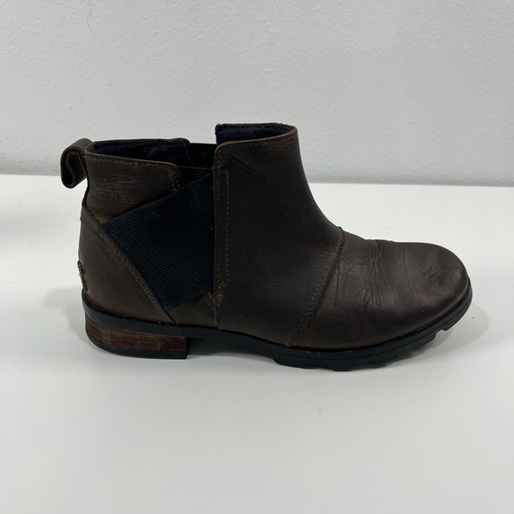 Sorel Women's Size 7 Emelie Waterproof Chelsea Booties Boots Gray Brown Black - Picture 9 of 13